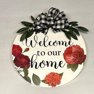 Handmade Solid Wood Round Wreath Wall Decor Roses Romantic Shabby Chic